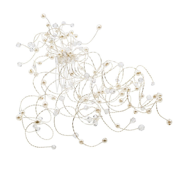 Big bridal hair comb with Swarovski Crystal white stoness and Pearls